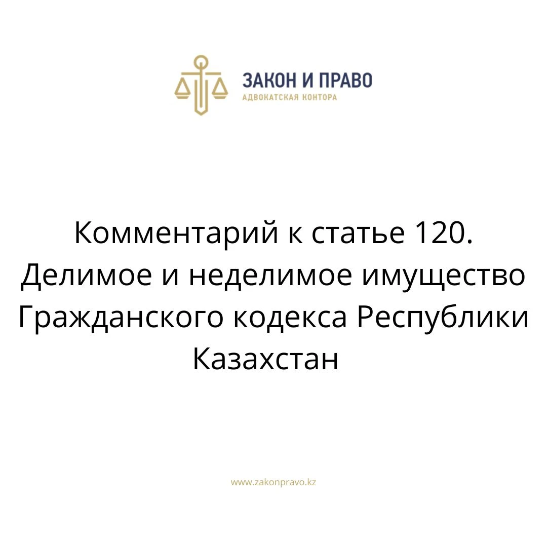 Комментарий к статье 120. Делимое и неделимое имущество Гражданского  кодекса Республики Казахстан