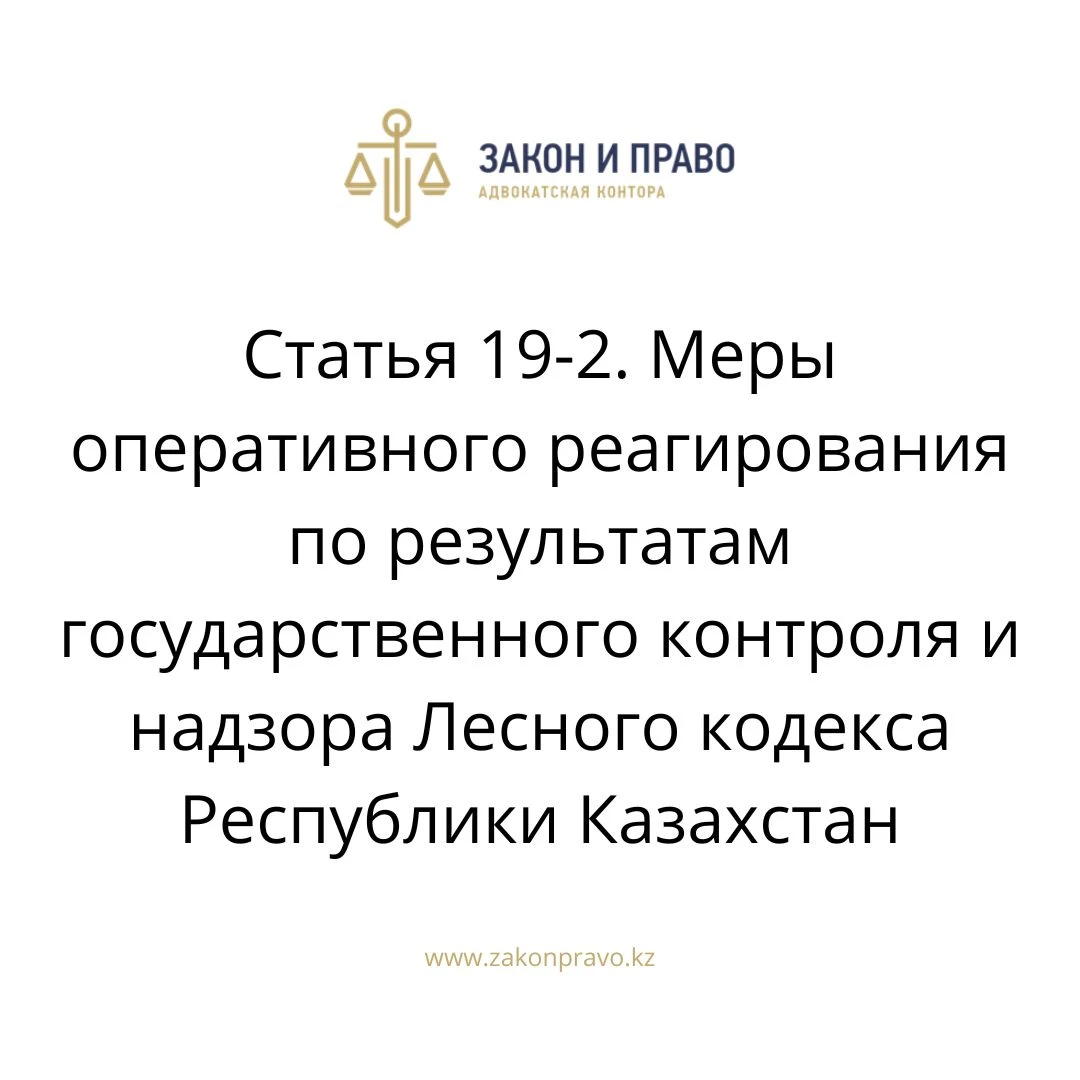 Статья 19-2. Меры оперативного реагирования по результатам государственного контроля и надзора Лесного кодекса Республики Казахстан